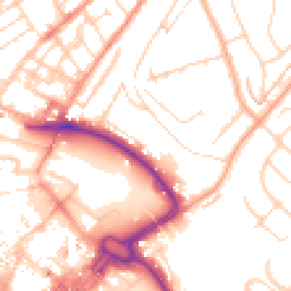 Daytime road noise heatmap for LU2 0AF