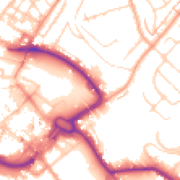 Daytime road noise heatmap for LU2 0AH