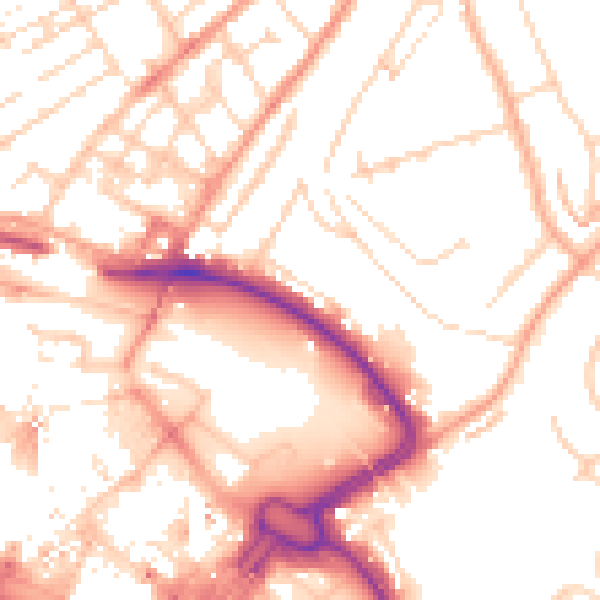 Daytime road noise heatmap for LU2 0AL