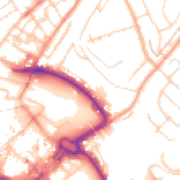 Daytime road noise heatmap for LU2 0AN