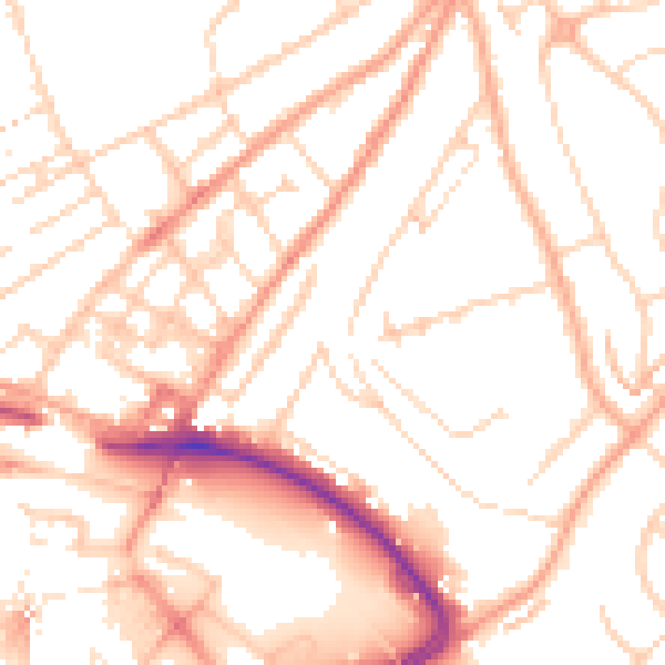 Daytime road noise heatmap for LU2 0AP