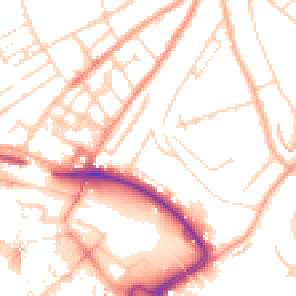 Daytime road noise heatmap for LU2 0AU