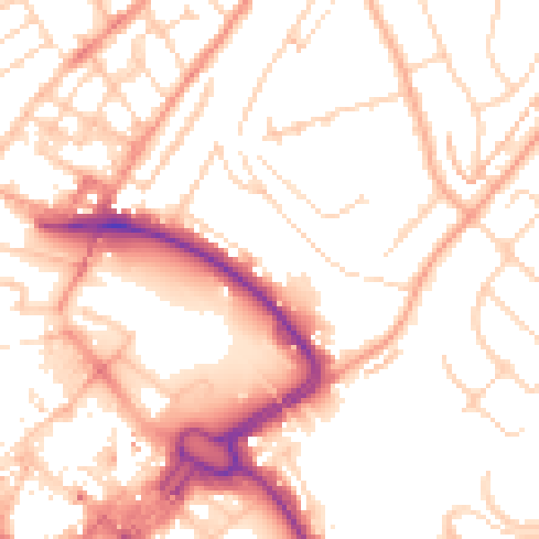 Daytime road noise heatmap for LU2 0AW