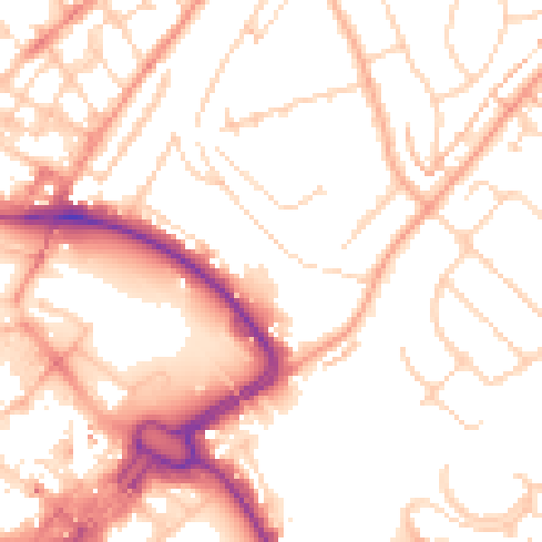 Daytime road noise heatmap for LU2 0AX