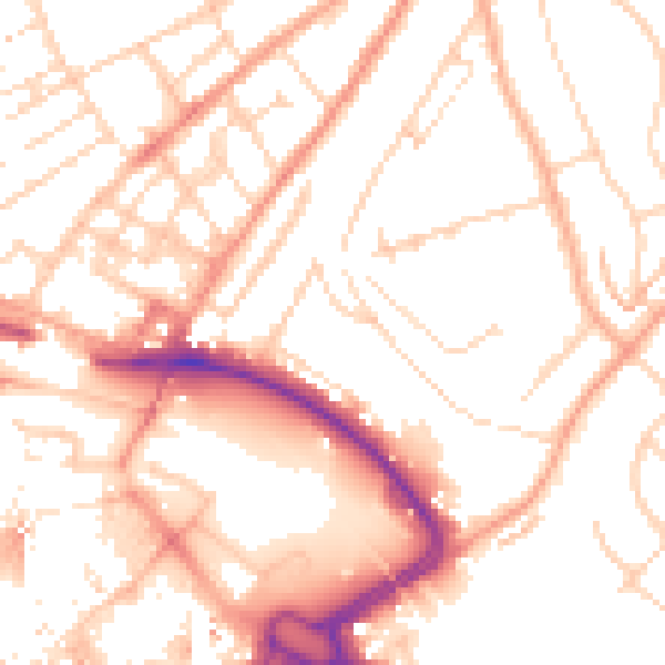 Daytime road noise heatmap for LU2 0AY