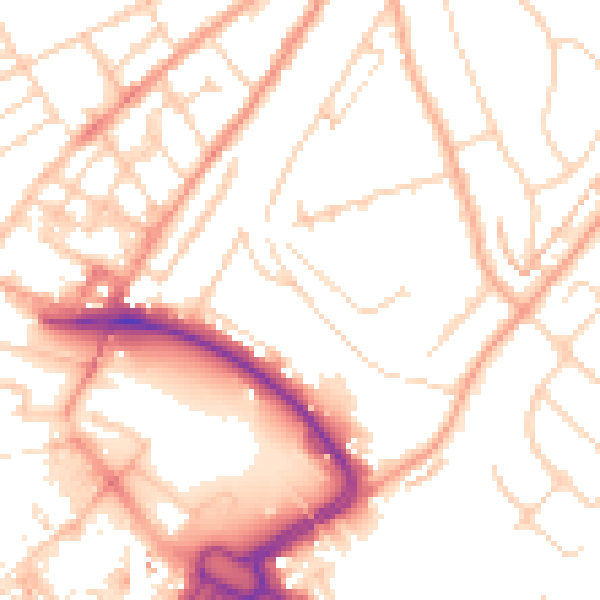 Daytime road noise heatmap for LU2 0BA