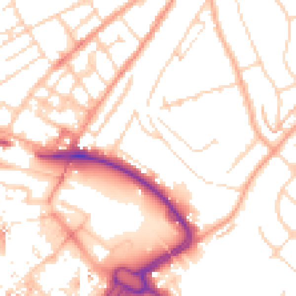 Daytime road noise heatmap for LU2 0BD