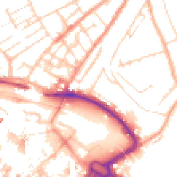 Daytime road noise heatmap for LU2 0BE