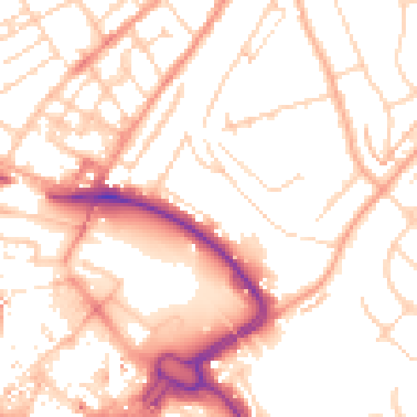Daytime road noise heatmap for LU2 0BH