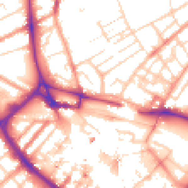 Daytime road noise heatmap for LU2 0BL