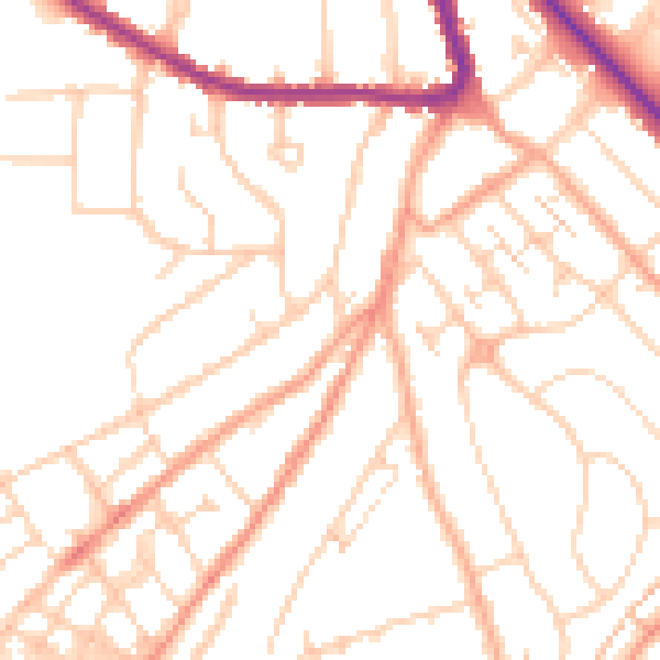 Daytime road noise heatmap for LU2 0BP