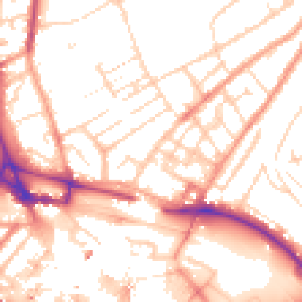 Daytime road noise heatmap for LU2 0BW