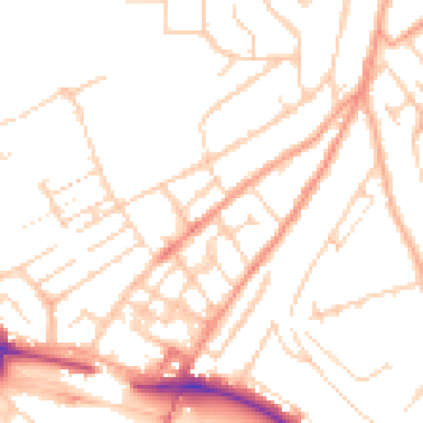 Daytime road noise heatmap for LU2 0BX