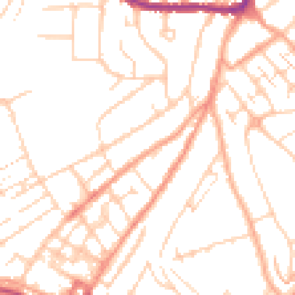 Daytime road noise heatmap for LU2 0BZ