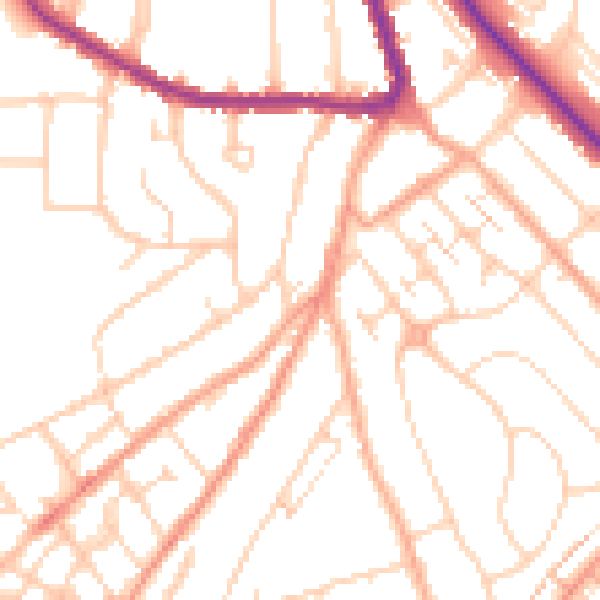 Daytime road noise heatmap for LU2 0DB