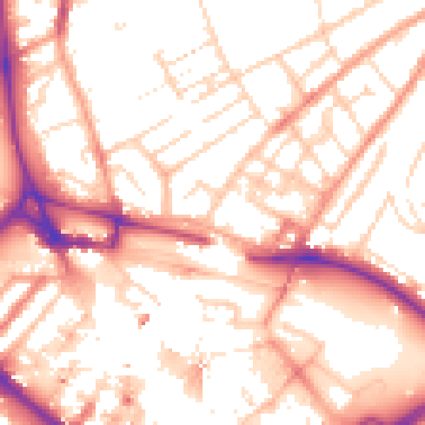 Daytime road noise heatmap for LU2 0DD