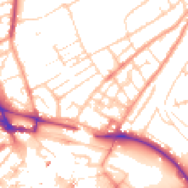 Daytime road noise heatmap for LU2 0DF