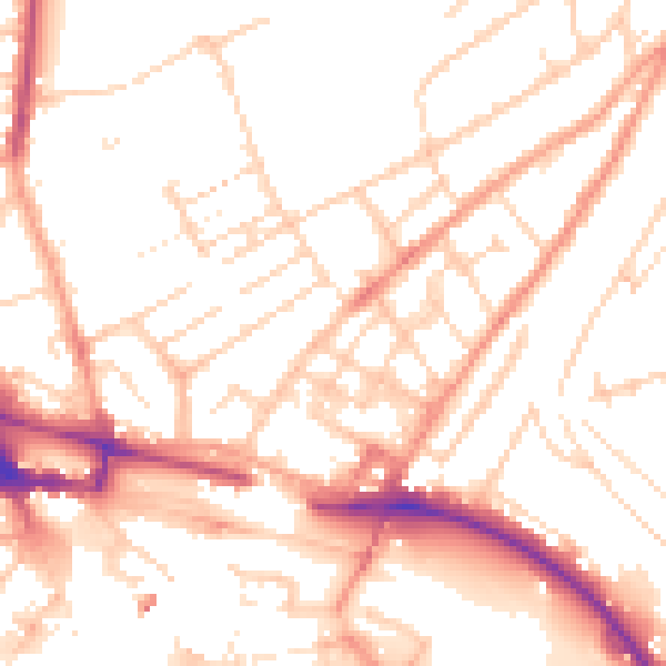 Daytime road noise heatmap for LU2 0DG