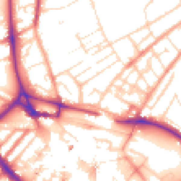 Daytime road noise heatmap for LU2 0DH