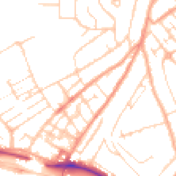 Daytime road noise heatmap for LU2 0DL