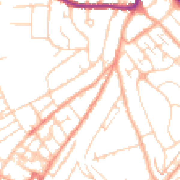Daytime road noise heatmap for LU2 0DN