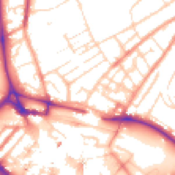 Daytime road noise heatmap for LU2 0DP