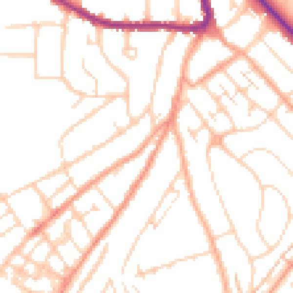 Daytime road noise heatmap for LU2 0DT