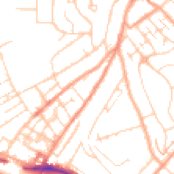 Daytime road noise heatmap for LU2 0DX