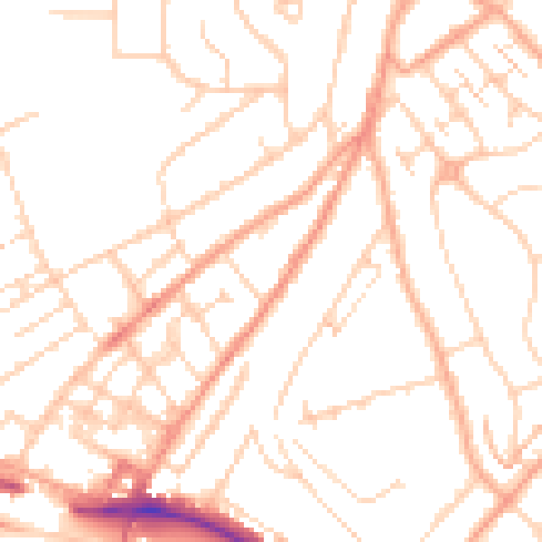 Daytime road noise heatmap for LU2 0DZ