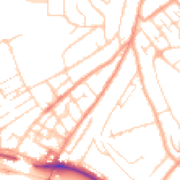 Daytime road noise heatmap for LU2 0EA
