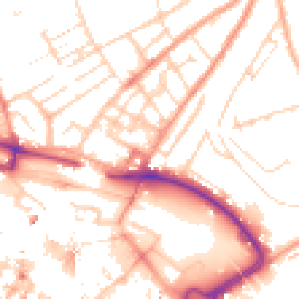 Daytime road noise heatmap for LU2 0EJ