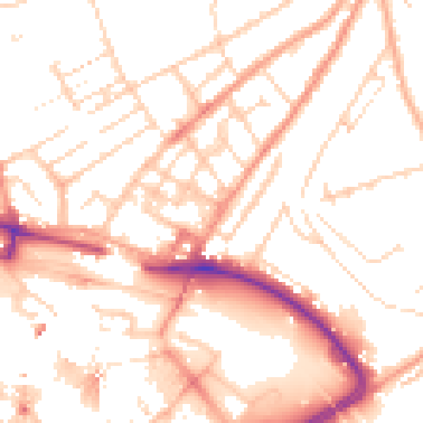 Daytime road noise heatmap for LU2 0EL