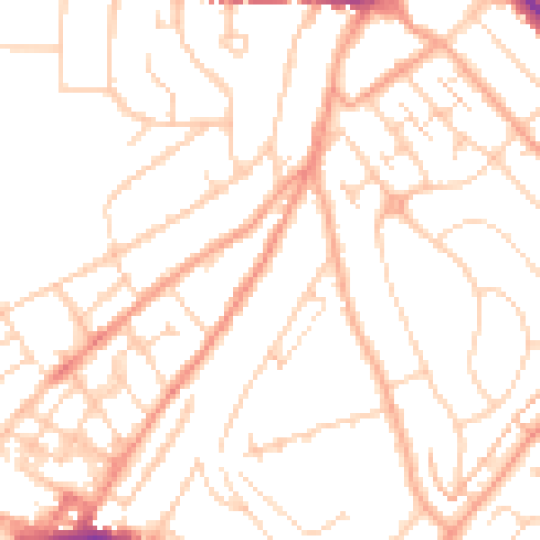 Daytime road noise heatmap for LU2 0EN