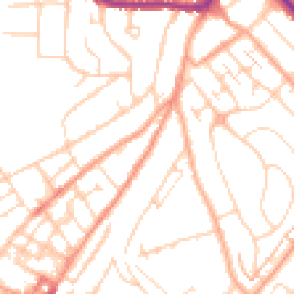 Daytime road noise heatmap for LU2 0EP