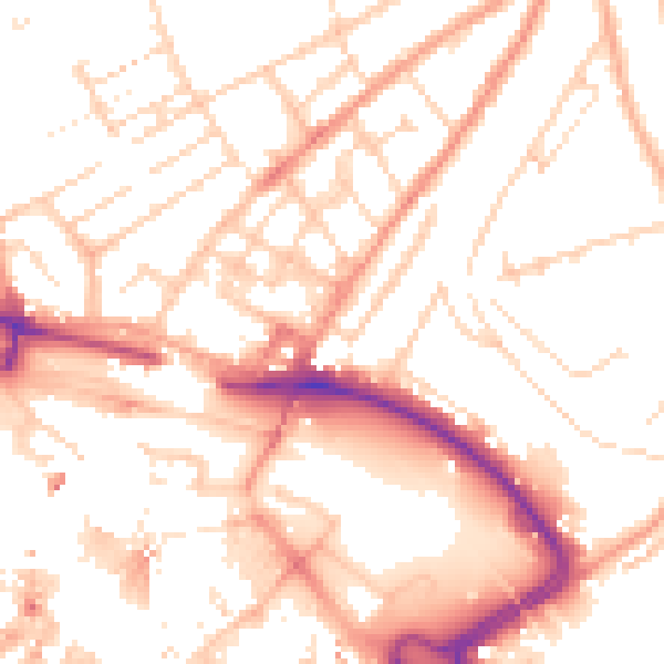 Daytime road noise heatmap for LU2 0ER