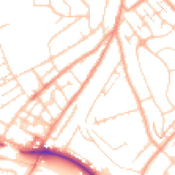 Daytime road noise heatmap for LU2 0ES