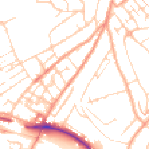 Daytime road noise heatmap for LU2 0EW