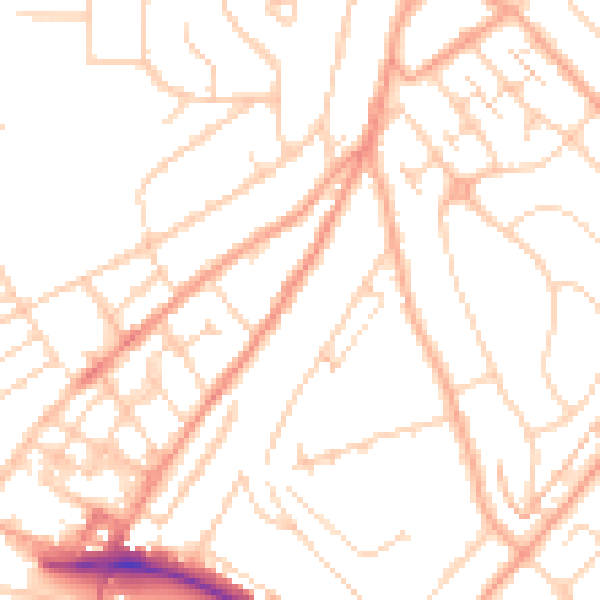 Daytime road noise heatmap for LU2 0EX