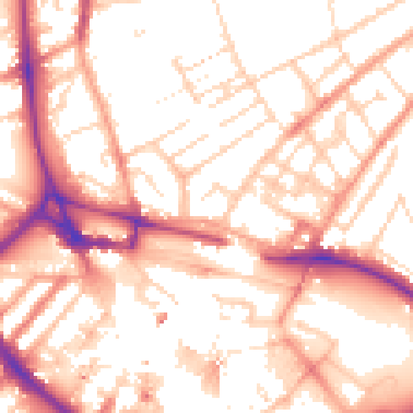Daytime road noise heatmap for LU2 0FL