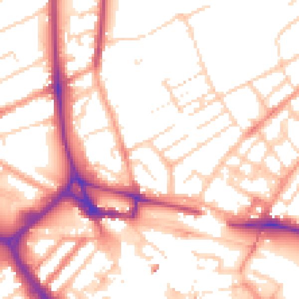 Daytime road noise heatmap for LU2 0FR