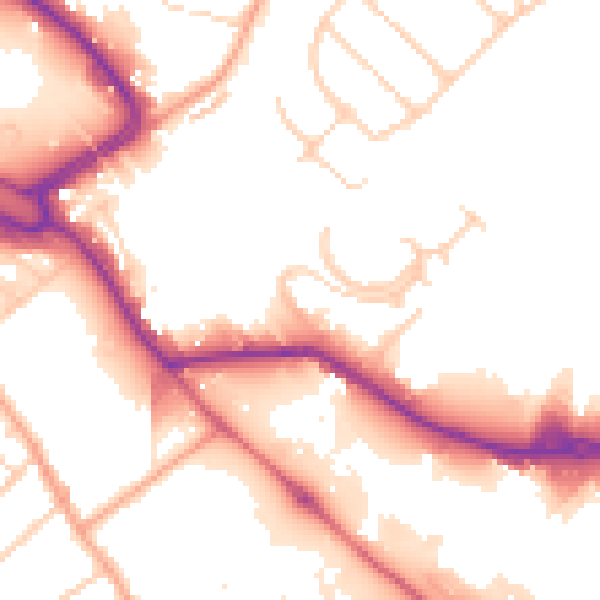 Daytime road noise heatmap for LU2 0FU