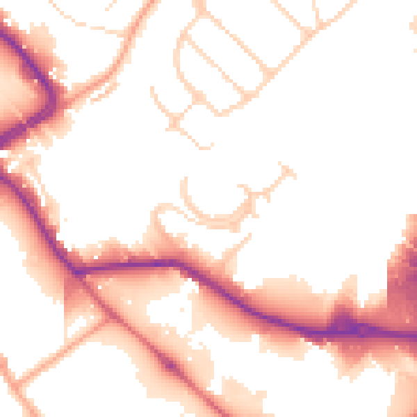 Daytime road noise heatmap for LU2 0GA