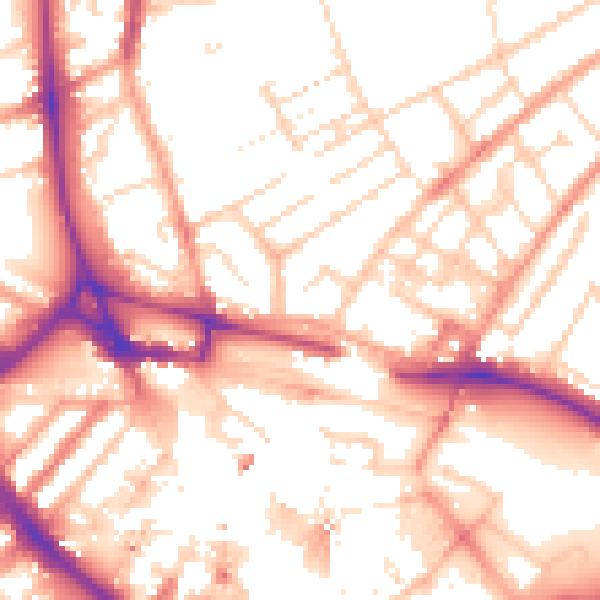 Daytime road noise heatmap for LU2 0HU