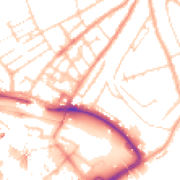Daytime road noise heatmap for LU2 0HX