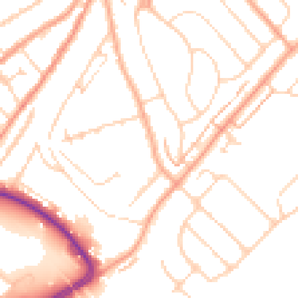 Daytime road noise heatmap for LU2 0JF