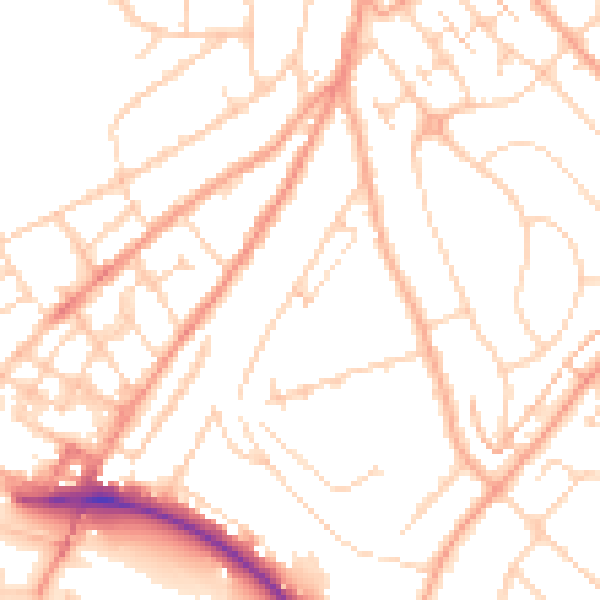 Daytime road noise heatmap for LU2 0JJ