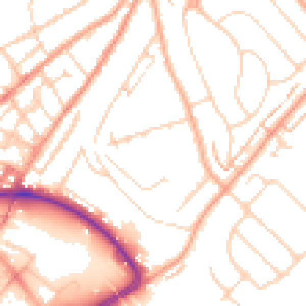 Daytime road noise heatmap for LU2 0JP