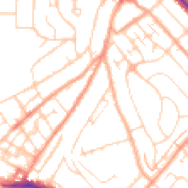 Daytime road noise heatmap for LU2 0JZ