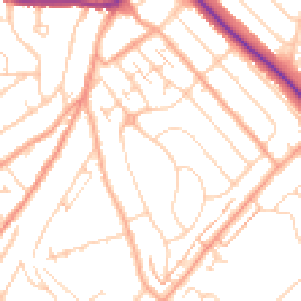 Daytime road noise heatmap for LU2 0LG