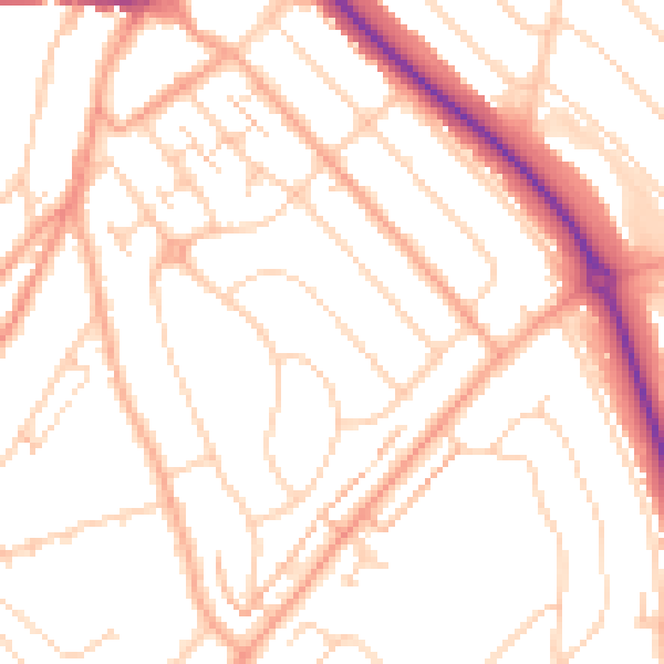 Daytime road noise heatmap for LU2 0LH